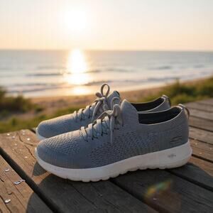 Skechers Ultra Go Walk Joy Knit Shoes Gray Comfort Casual Womens Size 6